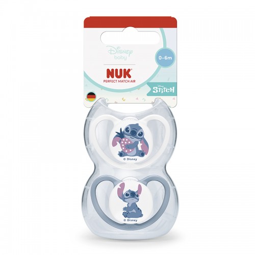 NUK Perfect Match Disney Stitch Silicone Soother Pacifier 2pcs/box | 0-6 Months | 6-18 Months | Made in Germany